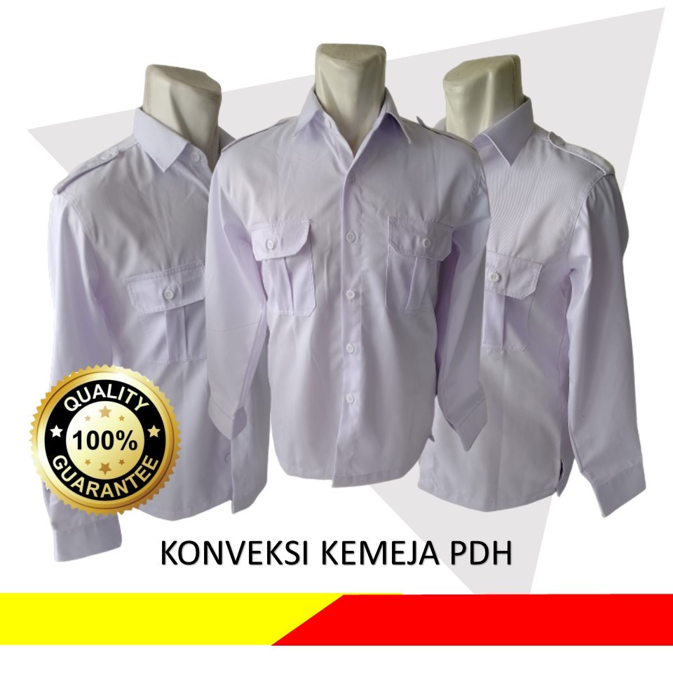 Kemeja PDH Pria,Kemeja PDH Panjang, Kemeja PDH Polos Putih, Kemeja PDH Putih