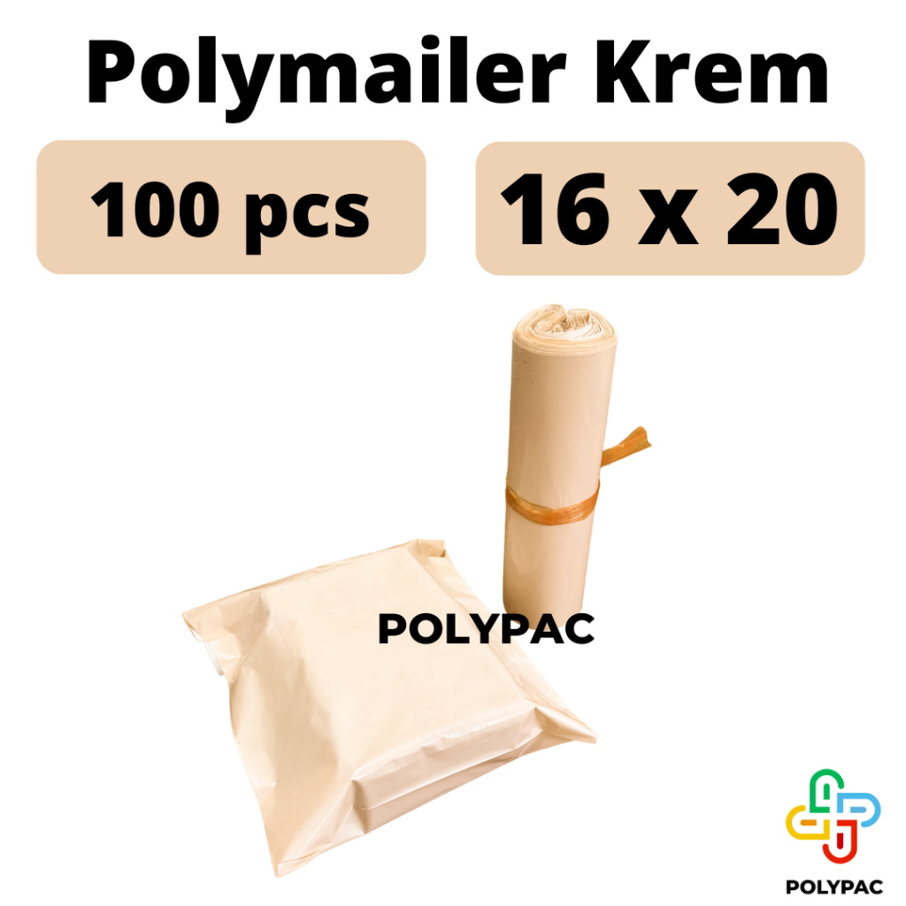 

Polymailer NUDE PEACH / BEIGE / KREM [16x20] isi 100 pcs - Polymailer Lem Warna Beige / Krem / Cream