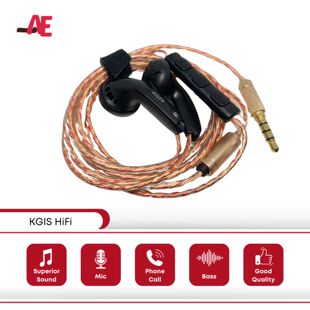 KGIS HiFi Earphone Kgis Bass with Mic Control Volume Earbud Cable Upgrade (Better Than Vido)