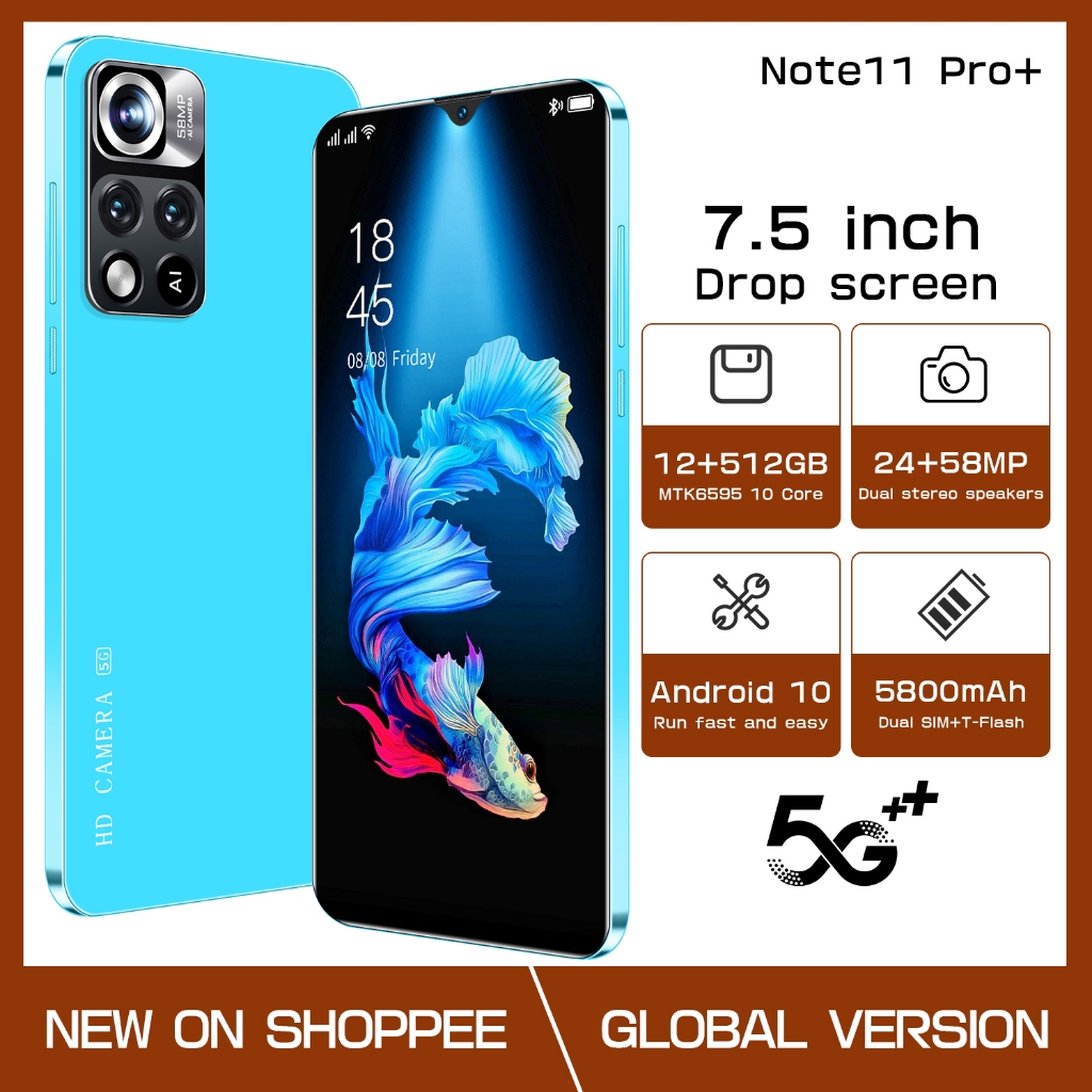 【Penjualan Waktu Terbatas】NOTE 11 Pro HP Memori Pembersihan Gudang Murah 12GB + 512GB Ponsel Android