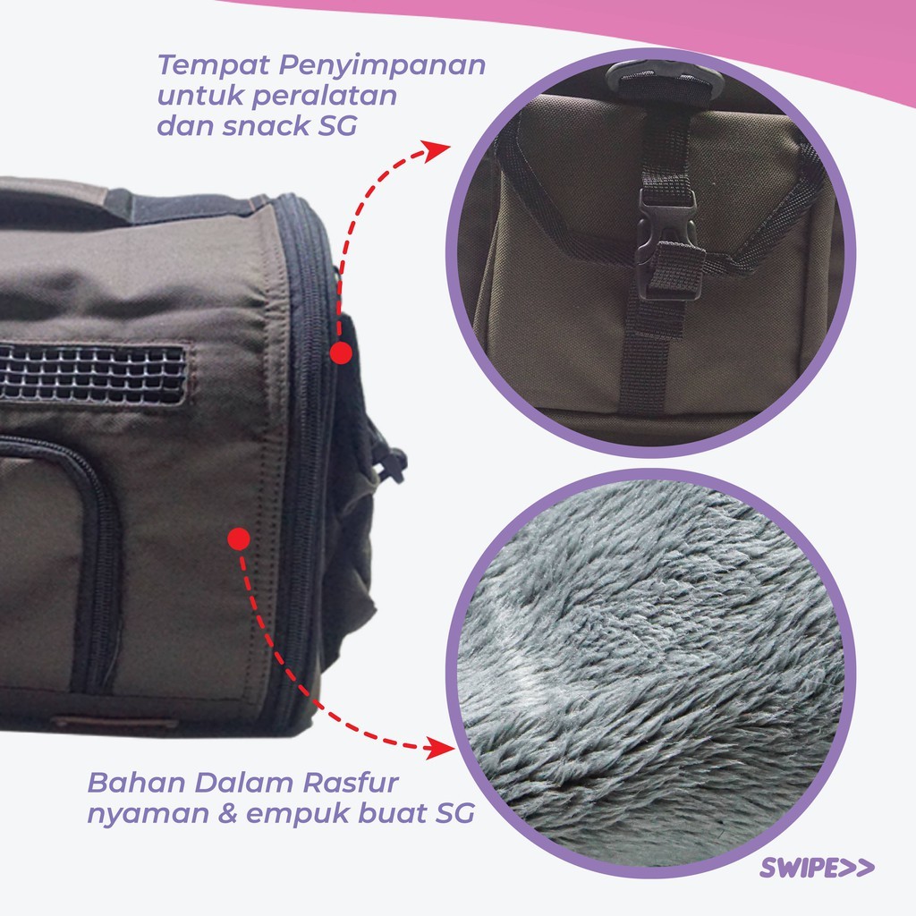 ADEWAP GLIDER Tas Travel + Kandang Pet Carrier Sugar Glider Ukuran Besar Model Curve