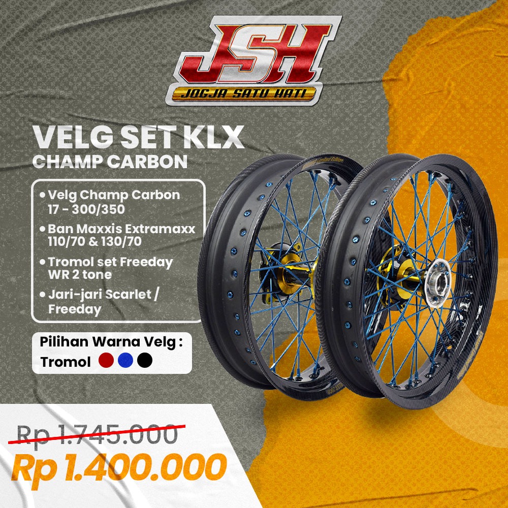 Paket Velg Set Supermoto Full Scarlet V Rossi VRossy Sprint XD Champ Expedition Motor CRF KLX WR 155