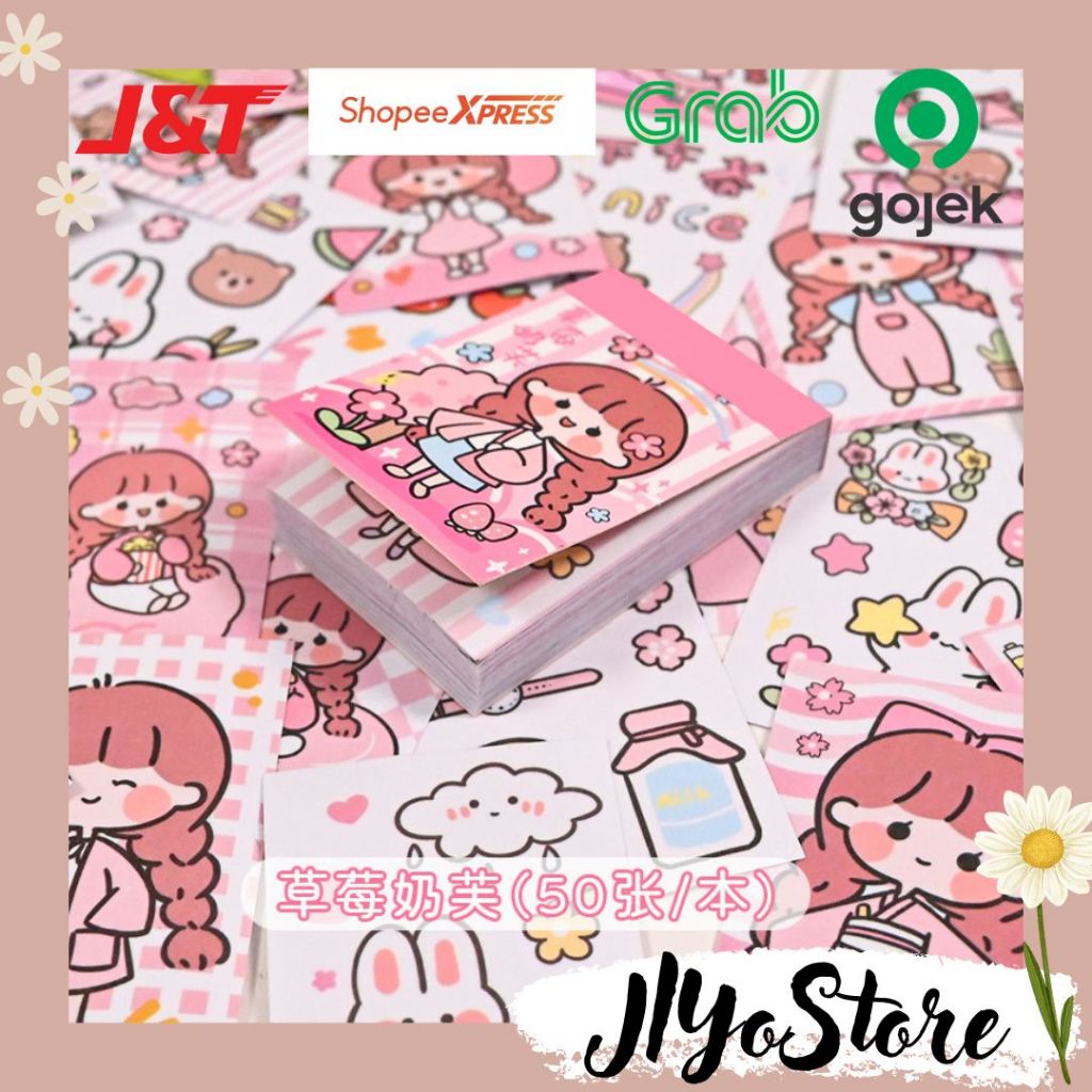 

50lembar Stiker Sticker Buku Mini Bujo Journal Jurnal Scrapbook Planner Kartun Aesthetic Lucu DIY