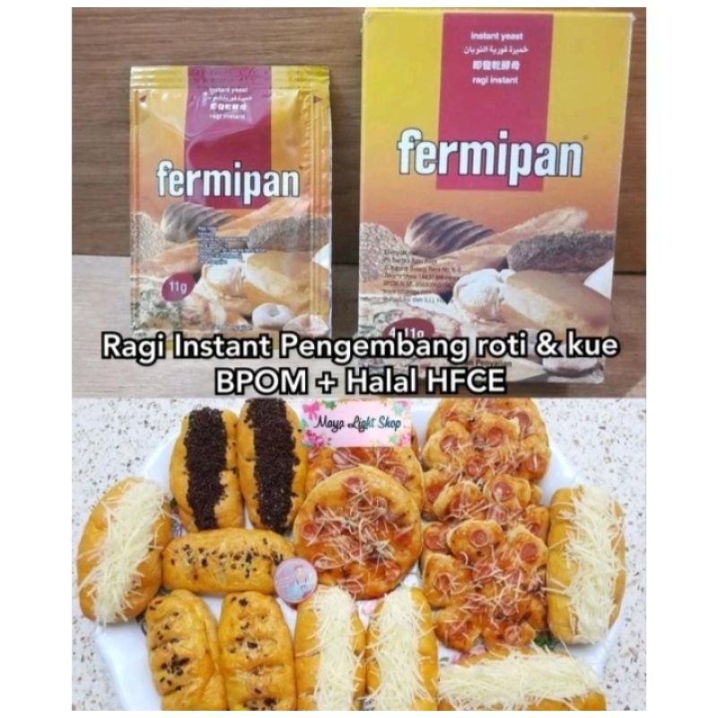 

Ragi roti donat fermipan sachet eceran 11gr eceran Halal ragi instant yeast pengembang roti