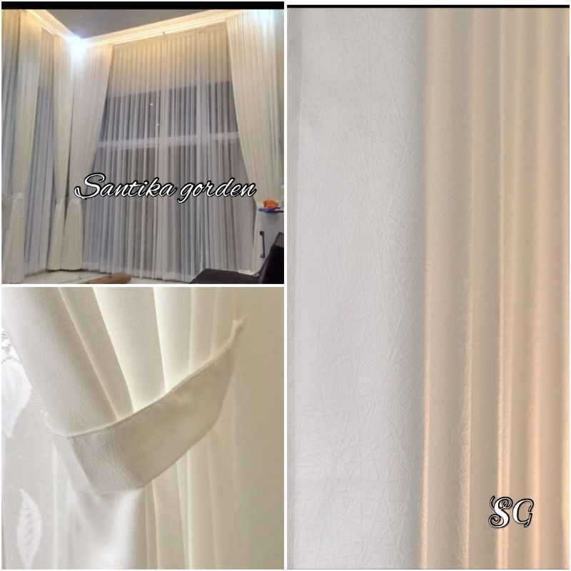 Gorden Blackout polos putih 200 x 250 - 300cm tinggi 2,50 - 3 meter gorden pintu jendela