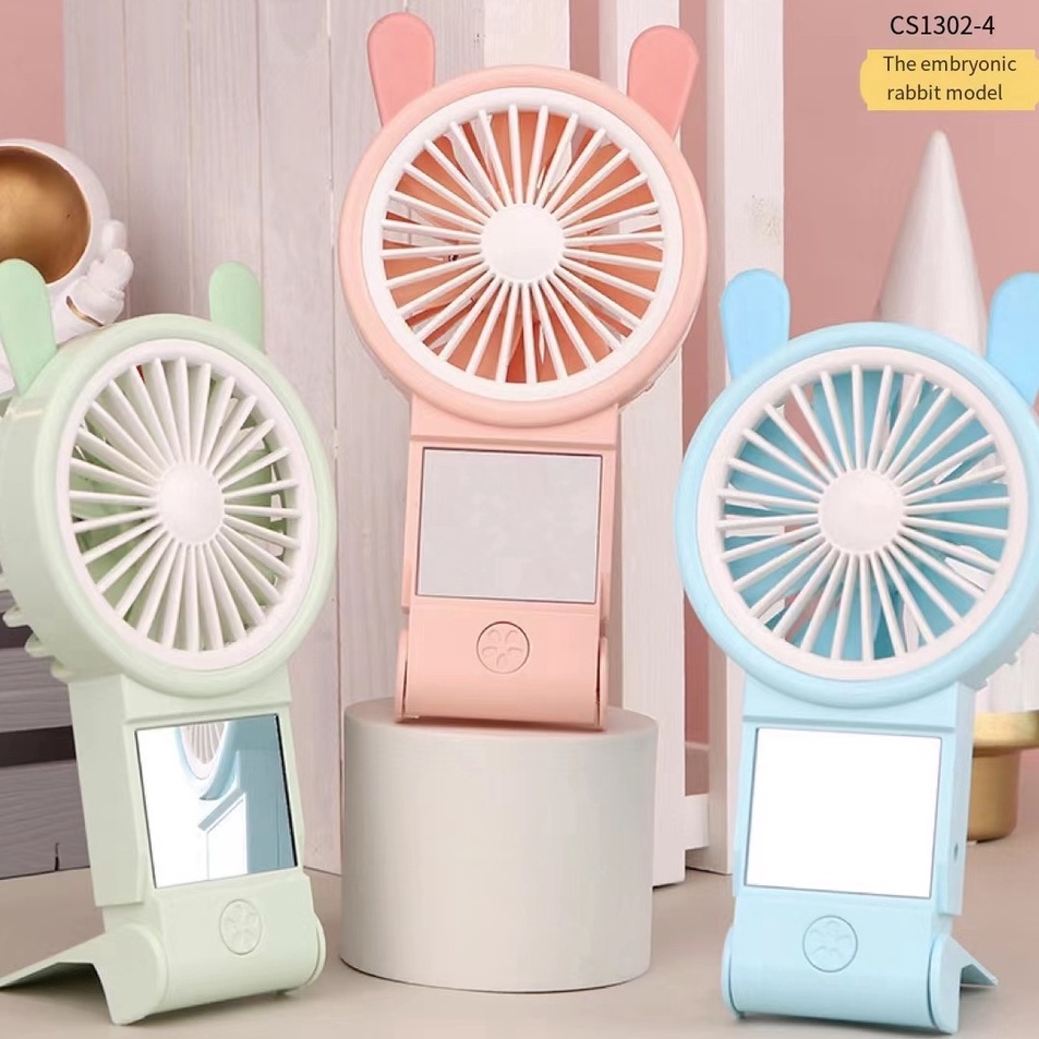 Kaca Rias Kipas Listrik 2in1 Lipat Usb Pengisi Daya Portabel Kipas Mini Kipas Angin Listrik Lipat Lu