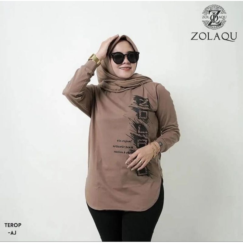 Kaos Semi Tunik Lengan Panjang Zolaqu COTTON COMBED 24S Zolaqu Jumbo Kekinian Terbaru