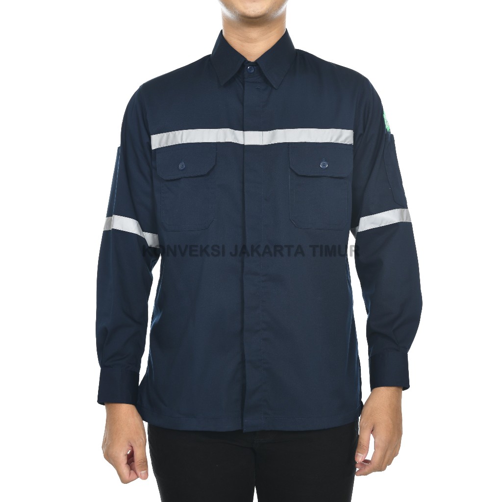 Baju Wearpack Kemeja Safety K3 Lengan Panjang Warna Hitam - Pakaian Seragam Wearpack Kerja Atasan Sc