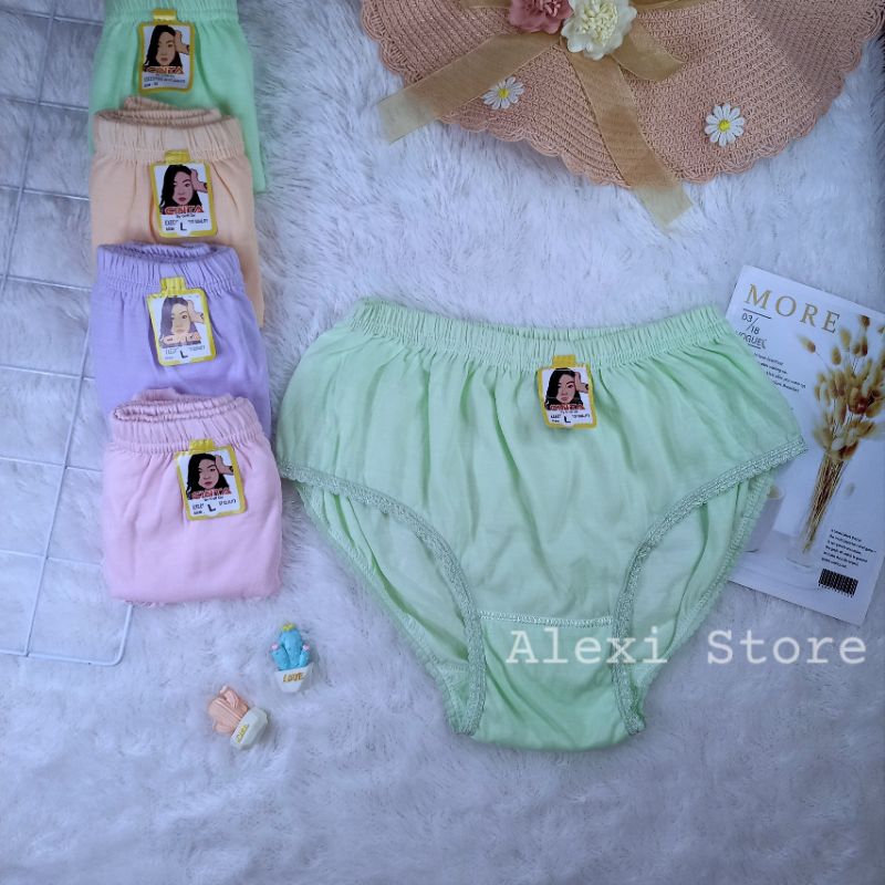 Celana Dalam Wanita Jadul Polos CD Ibu Emak Jumbo Bahan Katun Halus Warna Pastel