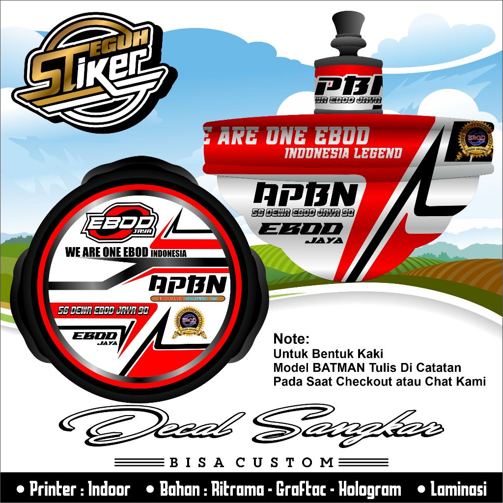 Stiker Decal T3 Lovebird Motif ebod Jaya APBN Racing Merah