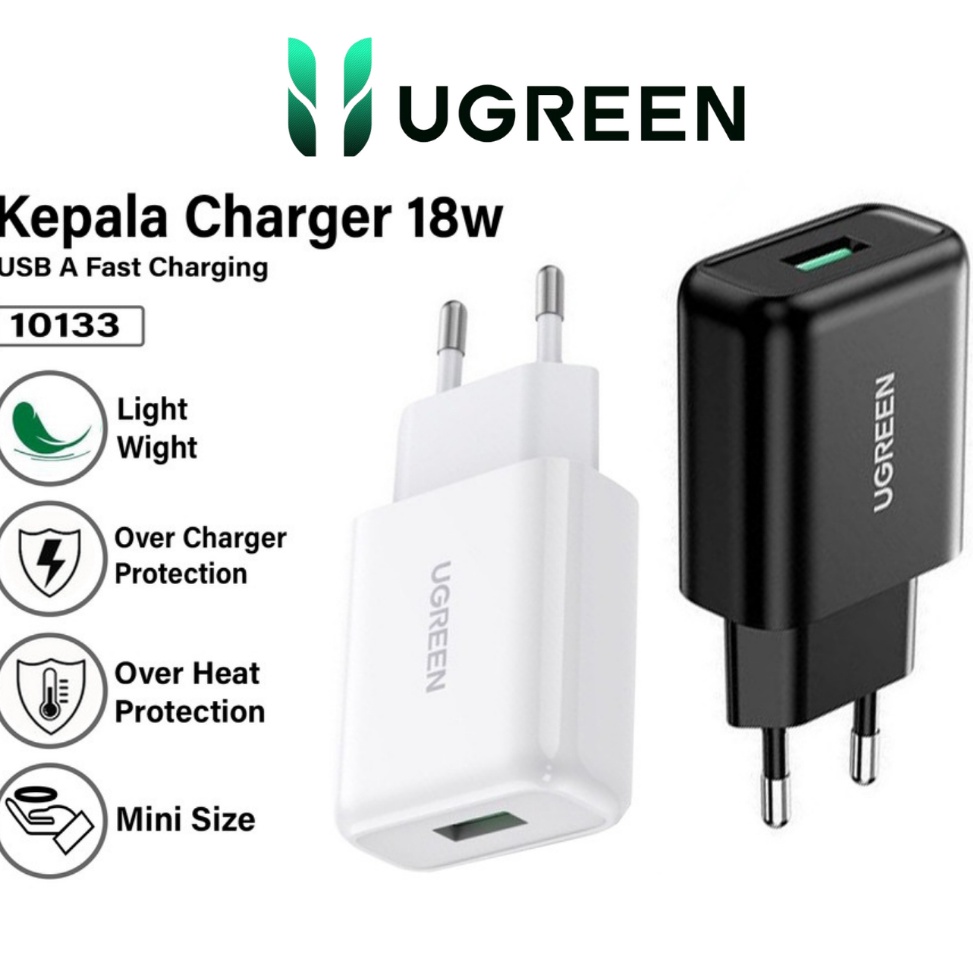 RNp UGREEN Kepala Charger iPhone Android USB A 18W QC 3 Fast Charging