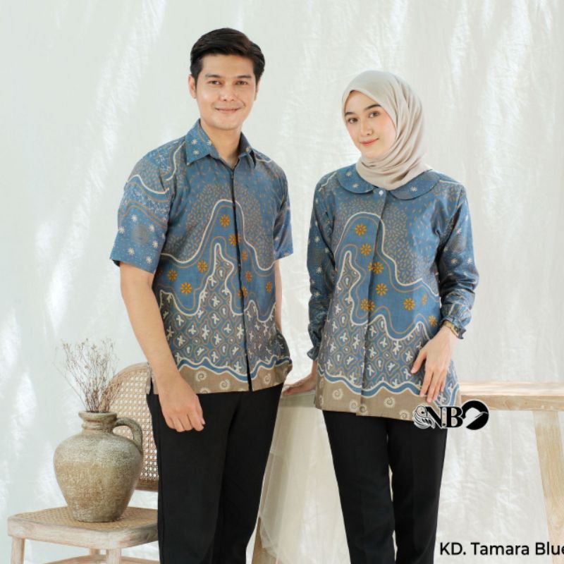 Batik cauple modern blouse batik kerja kantor wanita kekinian seragam kerja