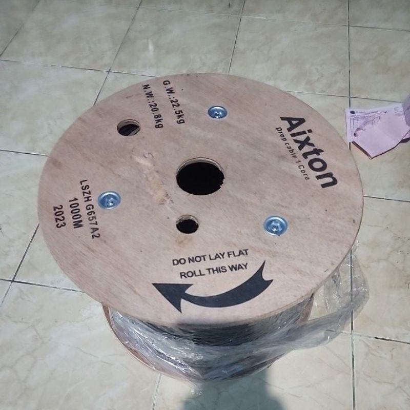 Kabel FO Dropcore Fiber Optic 1 Roll 1000M 1 core 1 Seling Baja 2 Seling Serat anti karat