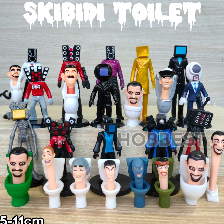 Super Untung Code4k4Jy Action Figure SKIBIDI TOILET set  Miniatur Pajangan Mainan Kepala Radio TV Ma