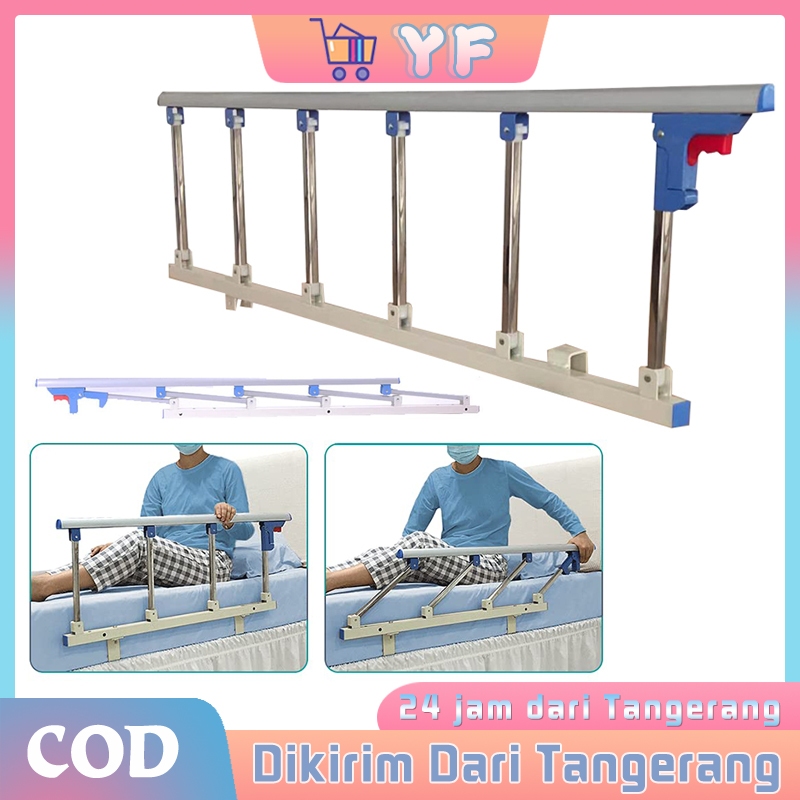 Siderail Bed Pasien Baja Tahan Karat Dapat Dilipat Enam Posisi Bed Side Rail Aksesori Tempat Tidur R