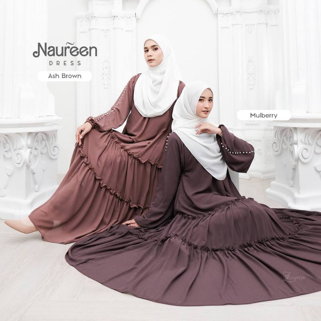 Free gift naureen dress zayra hijab dress elegant buat kondangan, wisuda, hantaran nikah gamis mutia