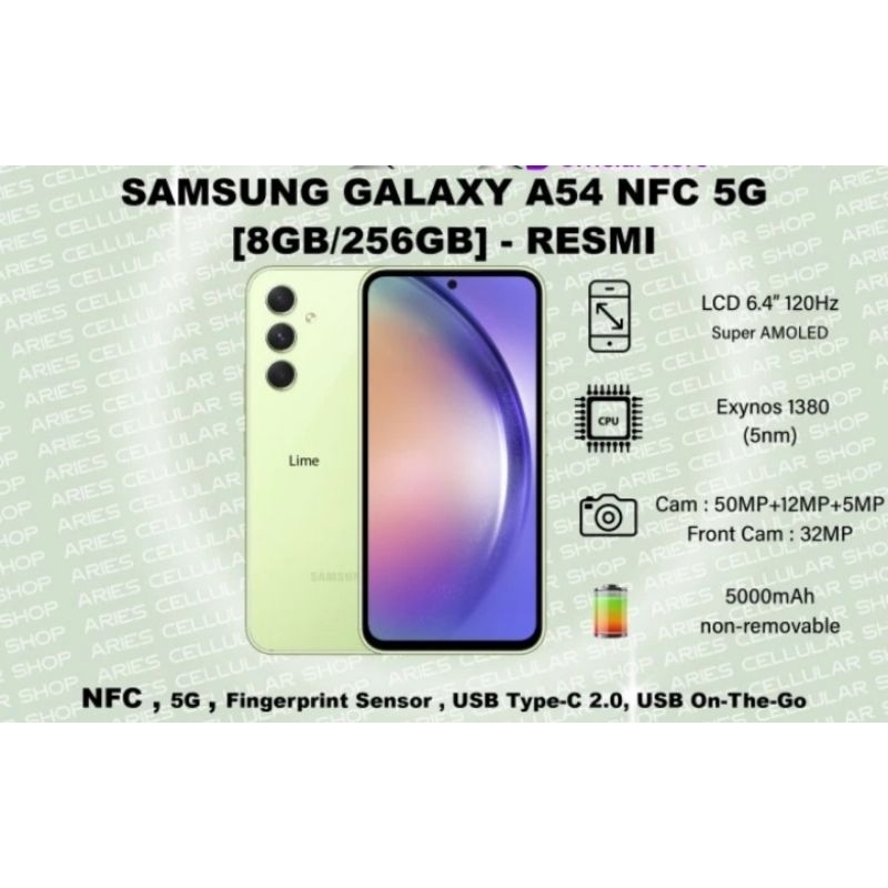 Samsung Galaxy A54 5G NFC 8/128 (hp second masih mulus)