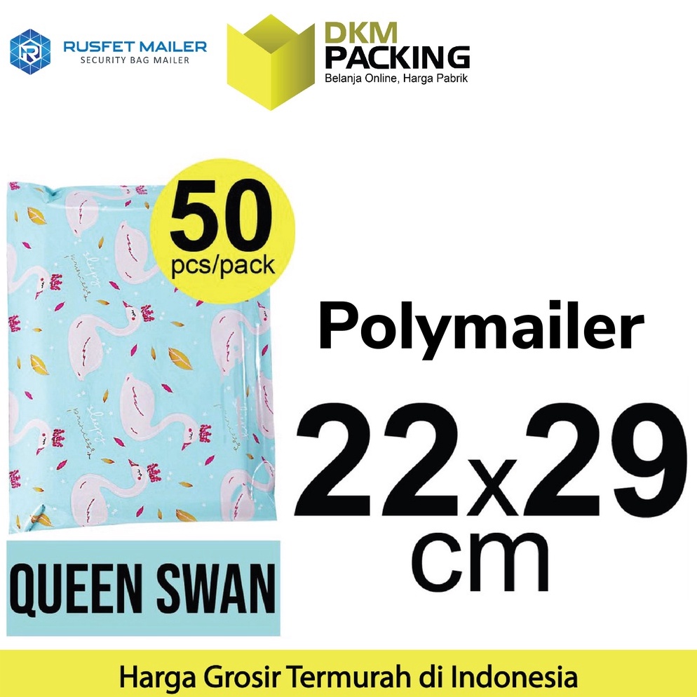 

Murah Polymailer 22cm x 29cm Polimailer Amplop Plastik Packing RUSFET Motif Swan PACK FR