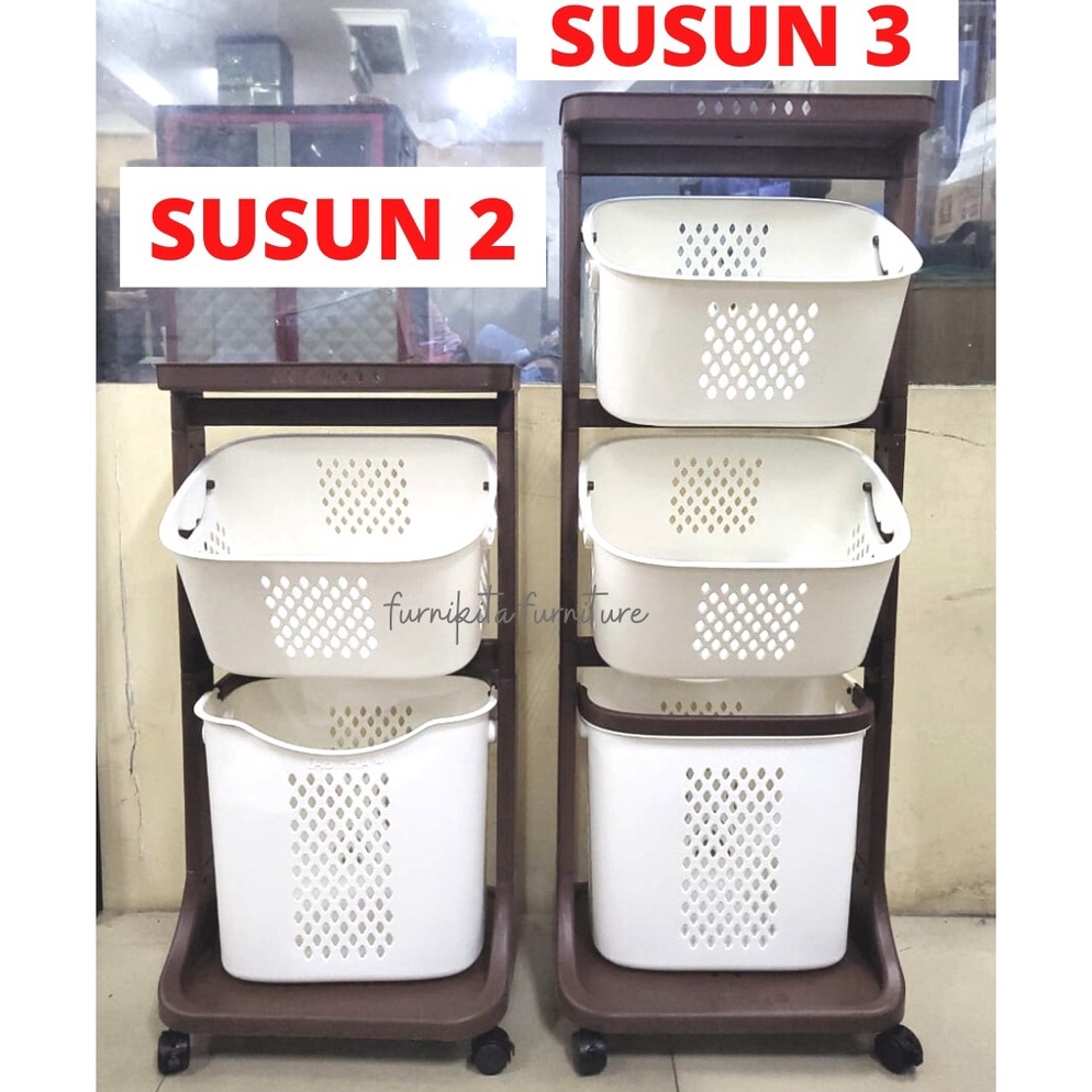 Terlaris LAUNDRY BASKET RAK KERANJANG BAJU KOTOR TABITHA MPTL RAK RODA SERBAGUNA  RAK KAMAR MANDI  R