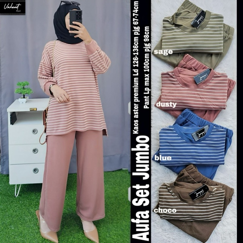 AUFA SET JUMBO PANT MIX BLOUSE SALUR KAOS ASTER 1712