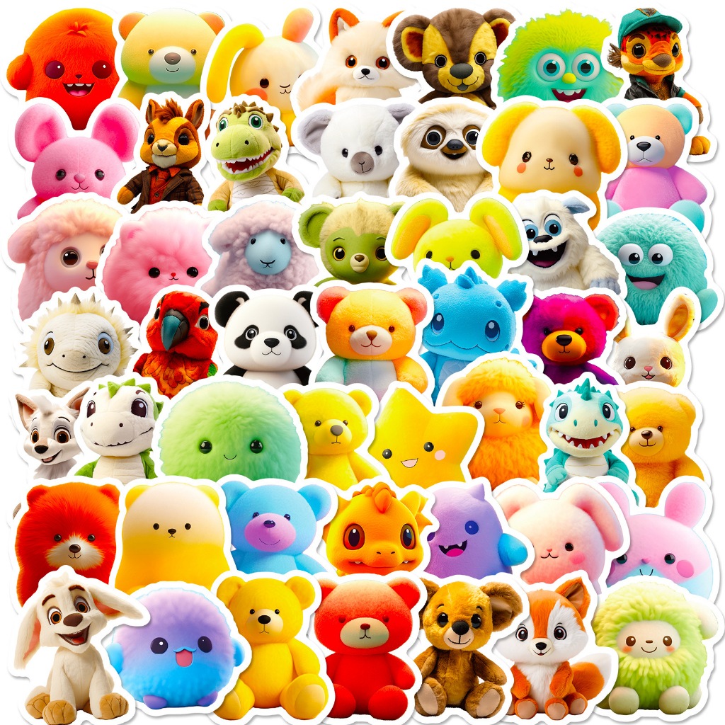 

50pcs Die Cut Sticker Boneka Animasi Hewan Lucu Gemoy DIY Laptop Handphone Koper Motor Bahan Vinyl Tahan Air