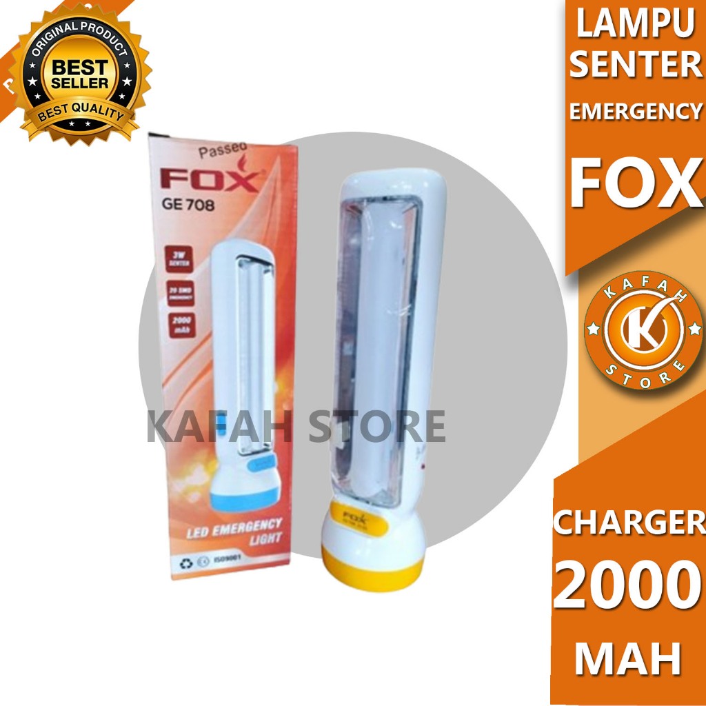 SENTER LED EMERGENCY LIGHT FOX GE 708 3 W CHARGER KAFAH STORE