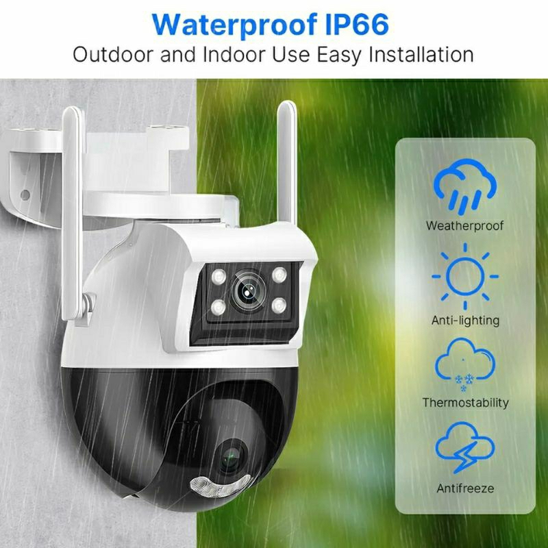 IP kamera CCTV Dual Camera App V380 layar ganda lensa ganda PTZ WiFi Speed Demo Outdoor Waterproof