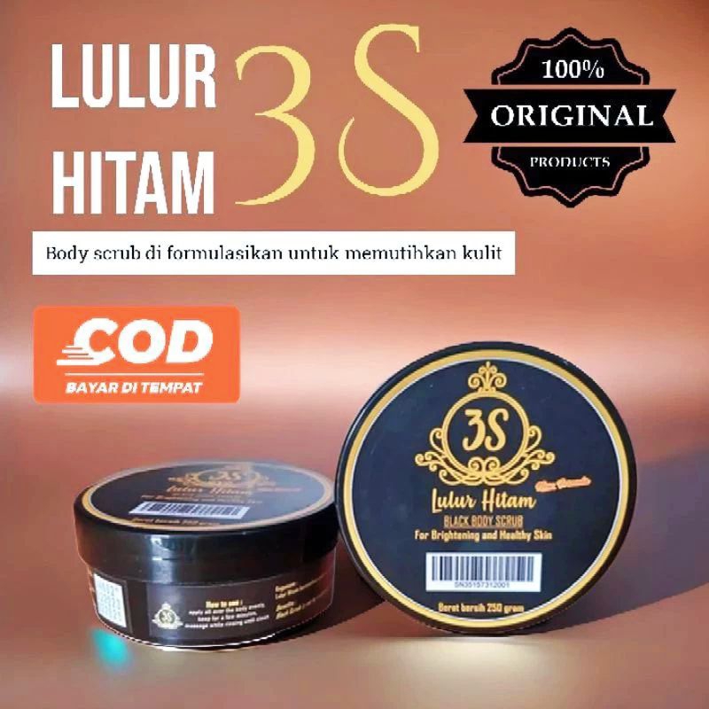Lulur Hitam 3S Black Body Scrub Pemutih Badan Original BPOM