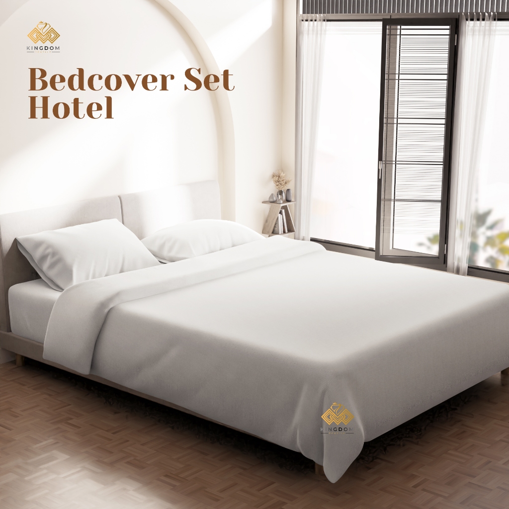 Bedcover Dan Sprei Set Hotel Putih Single Double Homemade 90x200/100x200/120x200/160x200/180x200/200