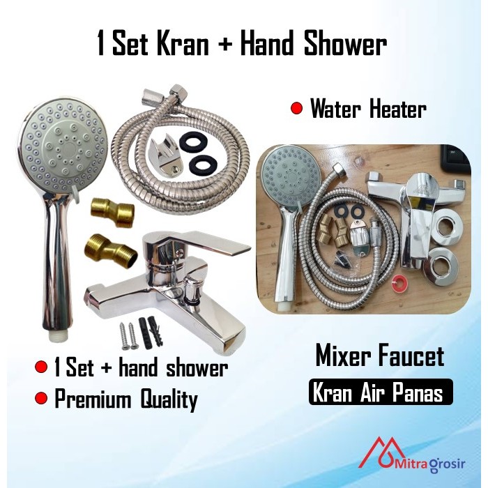 1 Set Kran Shower Keran Mixer Bathtub Kamar Mandi Air Panas Dingin Kran Bathtub Tanam Weater Heater