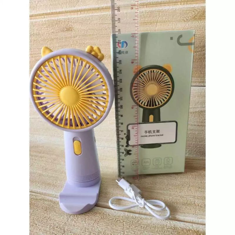 Kipas Angin Mini Portable Bisa Buat Sandaran HP Bentuk Hello Kitty Rechargeable Berdiri Pendingin Ru