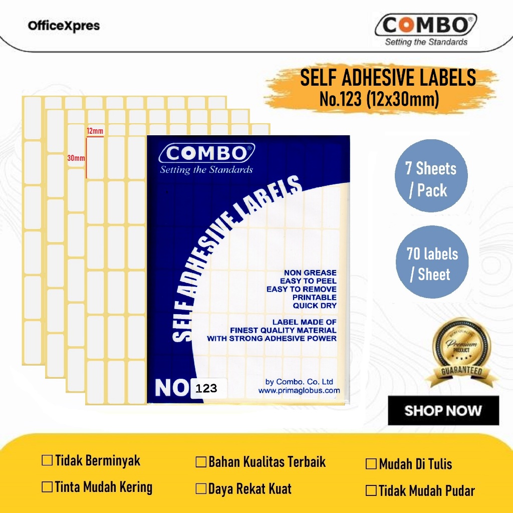 

Stiker Label No.123 12x30mm / Self Adhesive Labels No 123 / Label Sticker