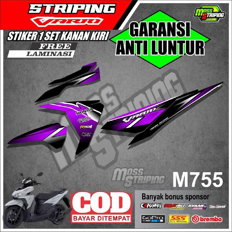STIKER STRIPING STICKER MOTOR HONDA VARIO LED LAMA 125 150 THN 2015 2016 2017 2018 M755 SETICKER SET