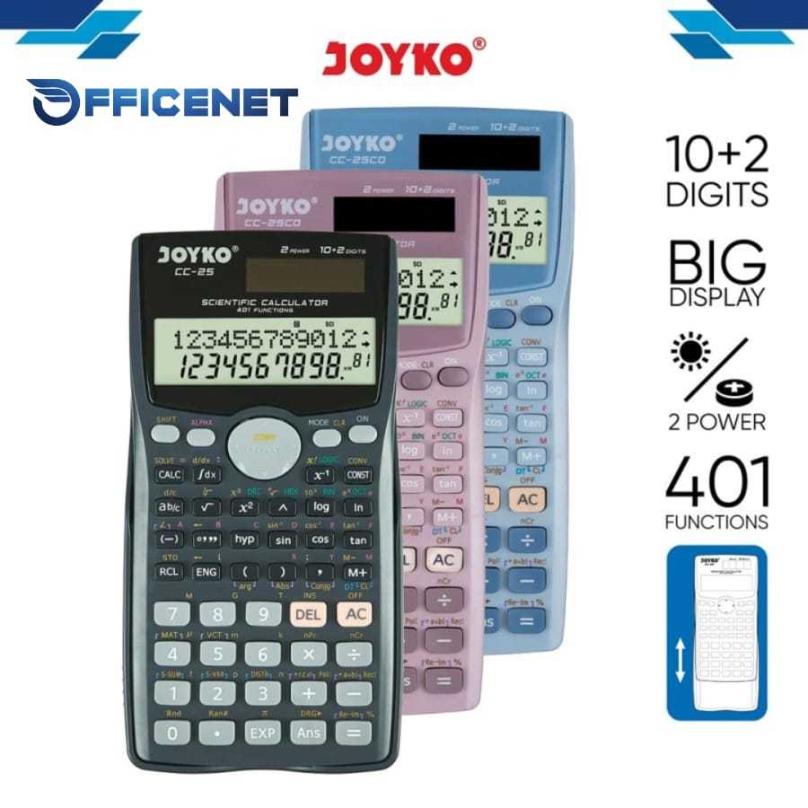 

KALKULATOR JOYKO CC-25CO / SCIENTIFIC / 401 FUNCTIONS CALCULATOR FREE BATERAI