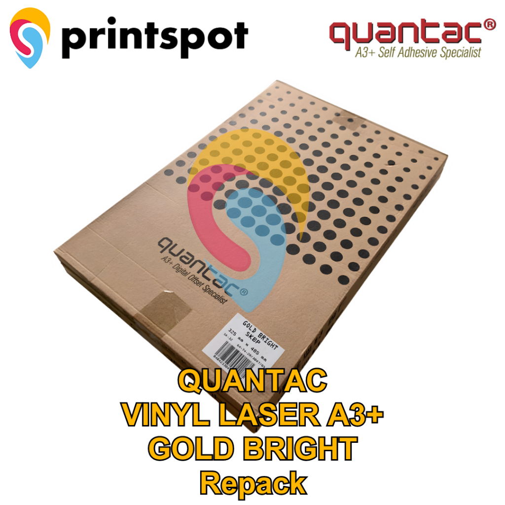 

QUANTAC Stiker Vinyl Metallize A3+ Sticker Silver/Gold Digital Print Laser Toner - REPACK
