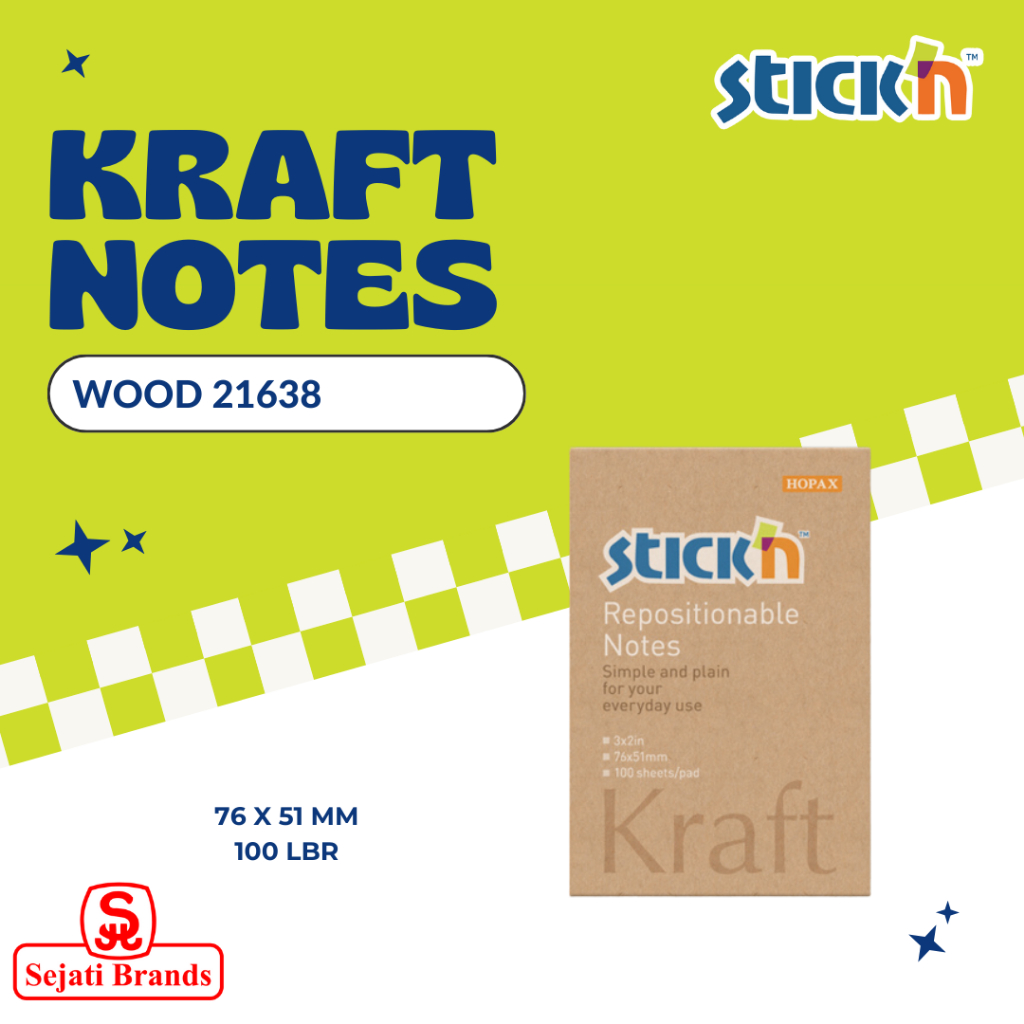 

Stick'n Kraft Notes 21638 (3x2 inch) memo tempel wood