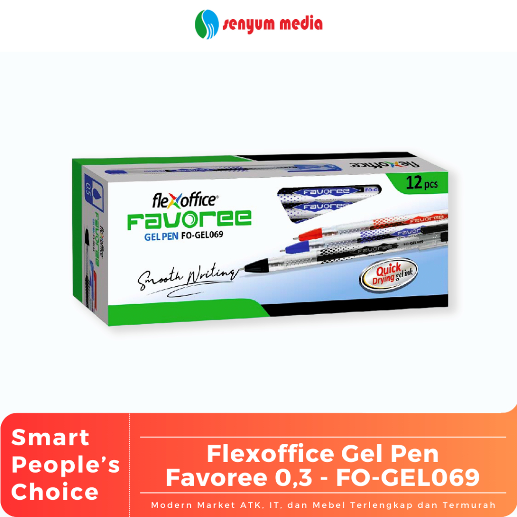 

Flexoffice Gel Pen Favoree 0,3 - Hitam / Merah / Biru - FO-GEL069 (1 Pack Isi 12 Pcs) (S:DZN)
