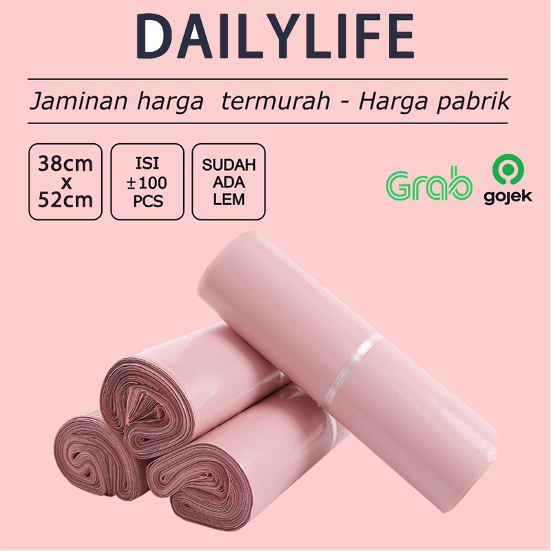 

POLYMAILER ±100PCS 38x52CM BABY PINK PREMIUM GLOSSY PLASTIK POLYMAILER PINK