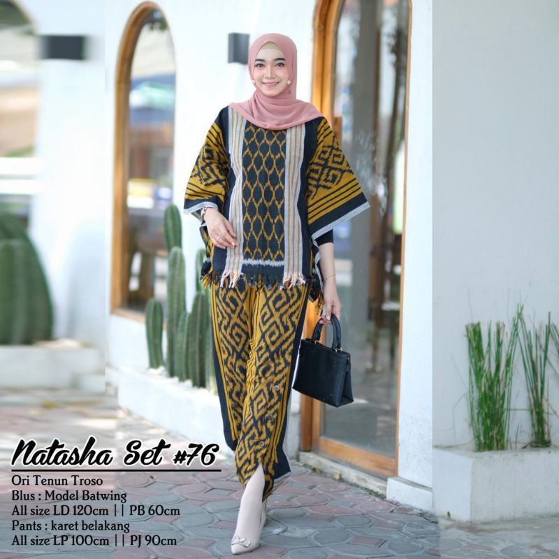 Termurah COD Setelan Tenun Wanita Terbaru • Tenun Troso Jepara Blouse Batwing • Natasha set •  Setel