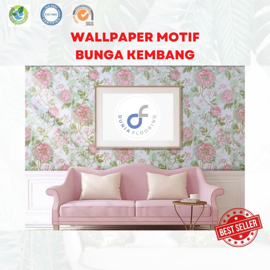 WALLPAPER 3D DINDING MOTIF KEMBANG BUNGA