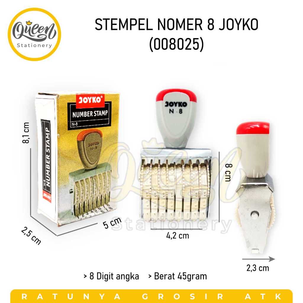 

1 PCS STEMPEL NOMOR N-8 JOYKO/ NUMBER STAMP / STAMPEL 8 DIGIT (008025)