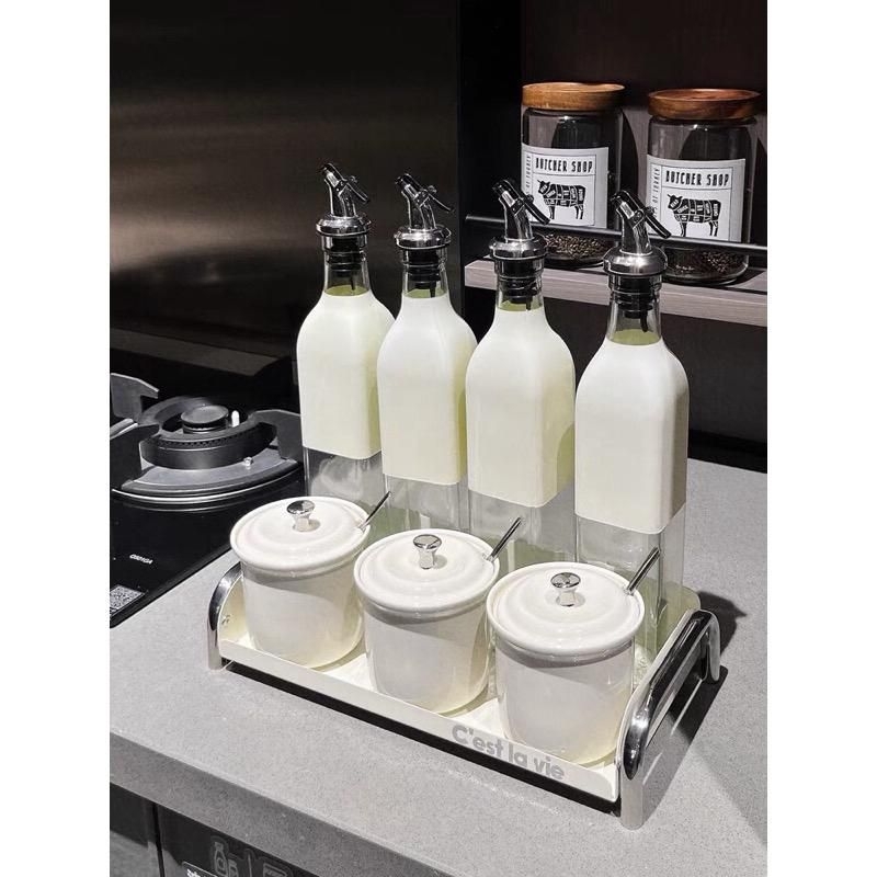 Set Wadah Toples Tempat Bumbu Dapur Set Kaca Keramik Ceramic Kitchen Seasoning Jar Putih White Mewah