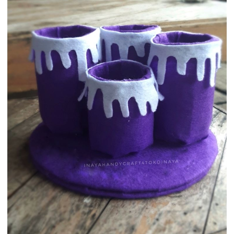 

Tempat alat tulis dari botol bekas dan kain flanel Ungu PREORDER