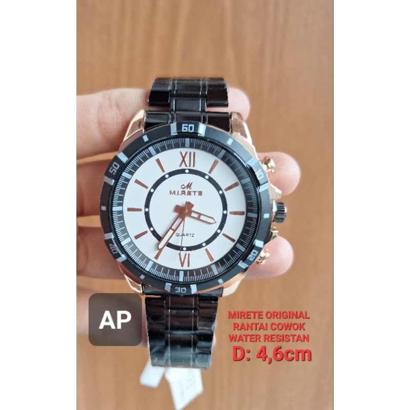 Jam Tangan MIRETE ORIGINAL Rantai cowok black rosegold water resistan