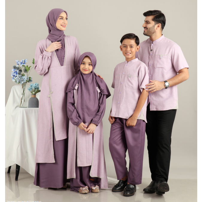 Nibras Sarimbit Terbaru 2024 Baju Sarimbit Keluarga Muslim 2024 Nibras Rayya Harmony Light Lilac Baj