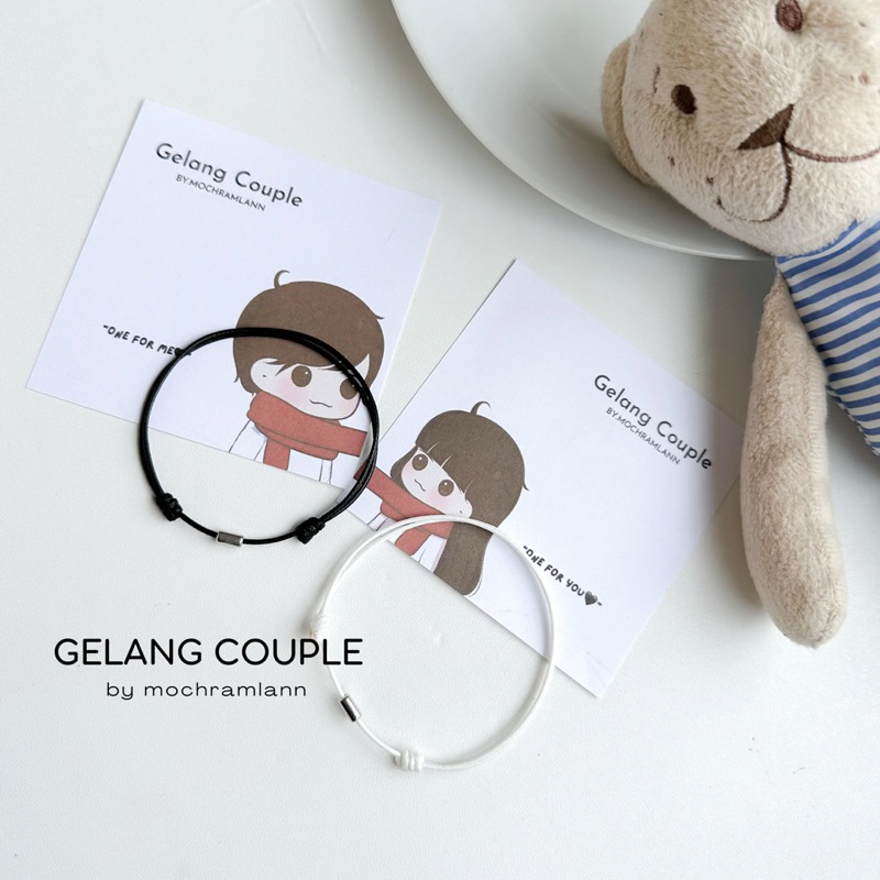 Gelang Couple Tabung Silver | Gelang Couple | Gelang Tali | Gelang Couple Tali Hitam Putih | Gelang 