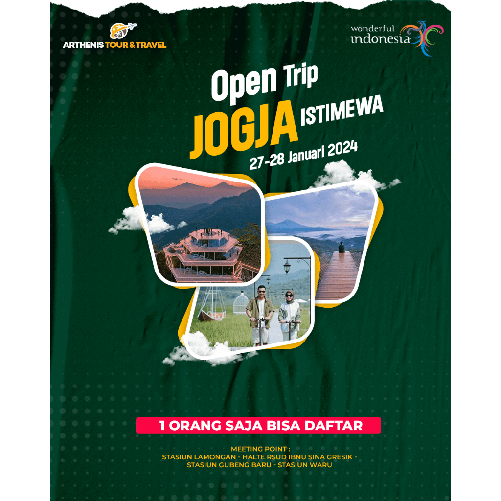 OPEN TRIP JOGJA ISTIMEWA START SURABAYA 27-28 JANUARI 2024
