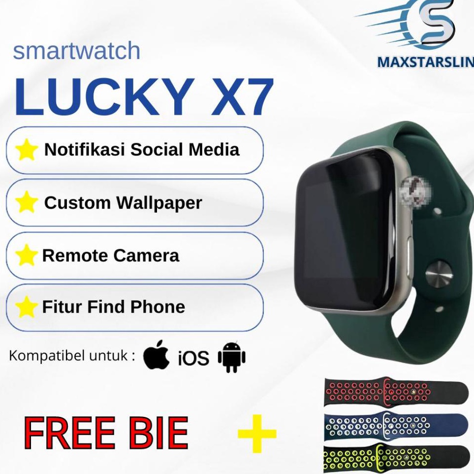 MaxStarsling LUCKYX7 Smartwatch Digital Keren Notifikasi Soical Media Wallpaper Remote Jam Tangan Pi