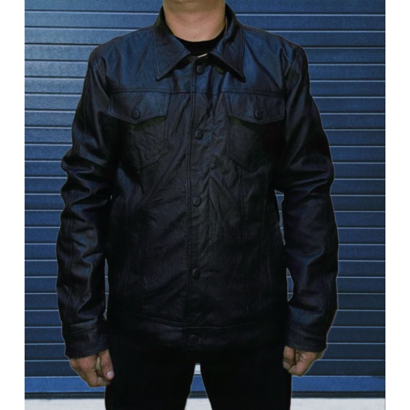 jaket kulit laki model levis