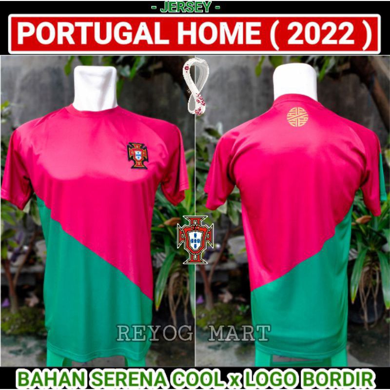 JERSEY CELANA PORTUGAL WORLD CUP 2022 PRINTING HIJAU MERAH PIALA DUNIA TERBARU